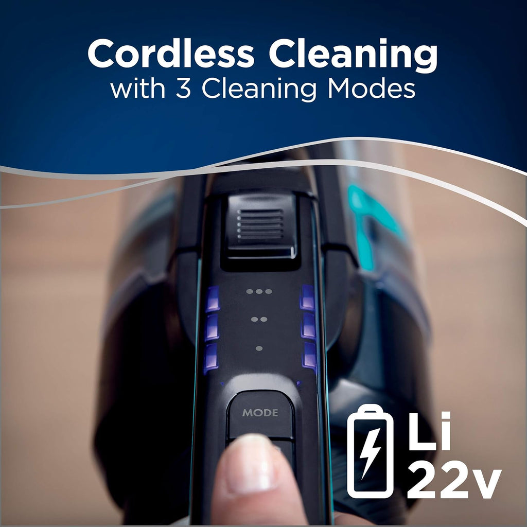 BISSELL ICONpet Cordless with Tangle Free Brushroll, SmartSeal Filtration, Lightweight Stick Hand Vacuum, 22889, Titanium/Black/Blue