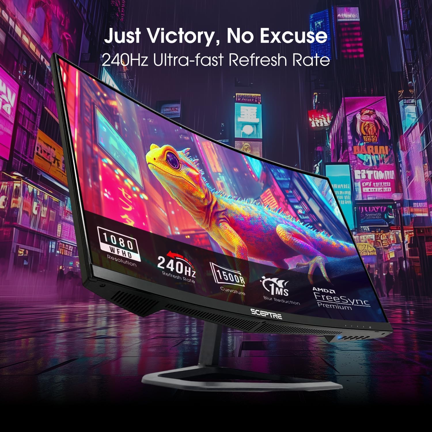 New! Sceptre Curved 24.5-inch Gaming Monitor up to 240Hz 1080p R1500 1ms DisplayPort x2 HDMI x2 Eye Care Build-in Speakers, Machine Black 2026 (C255B-FWT240 Series)