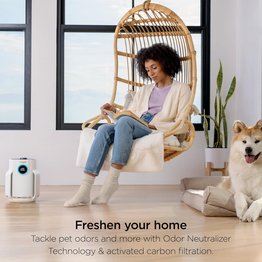 Shark Air Purifier for Home, NeverChange Compact Pro, for Bedroom, Nursery, Home Office, Dorm, HEPA-Exceeding Filter, Captures Pollutants, Pet Dander, Dust, Odor, Smoke, and More, HP072PK, Quartz