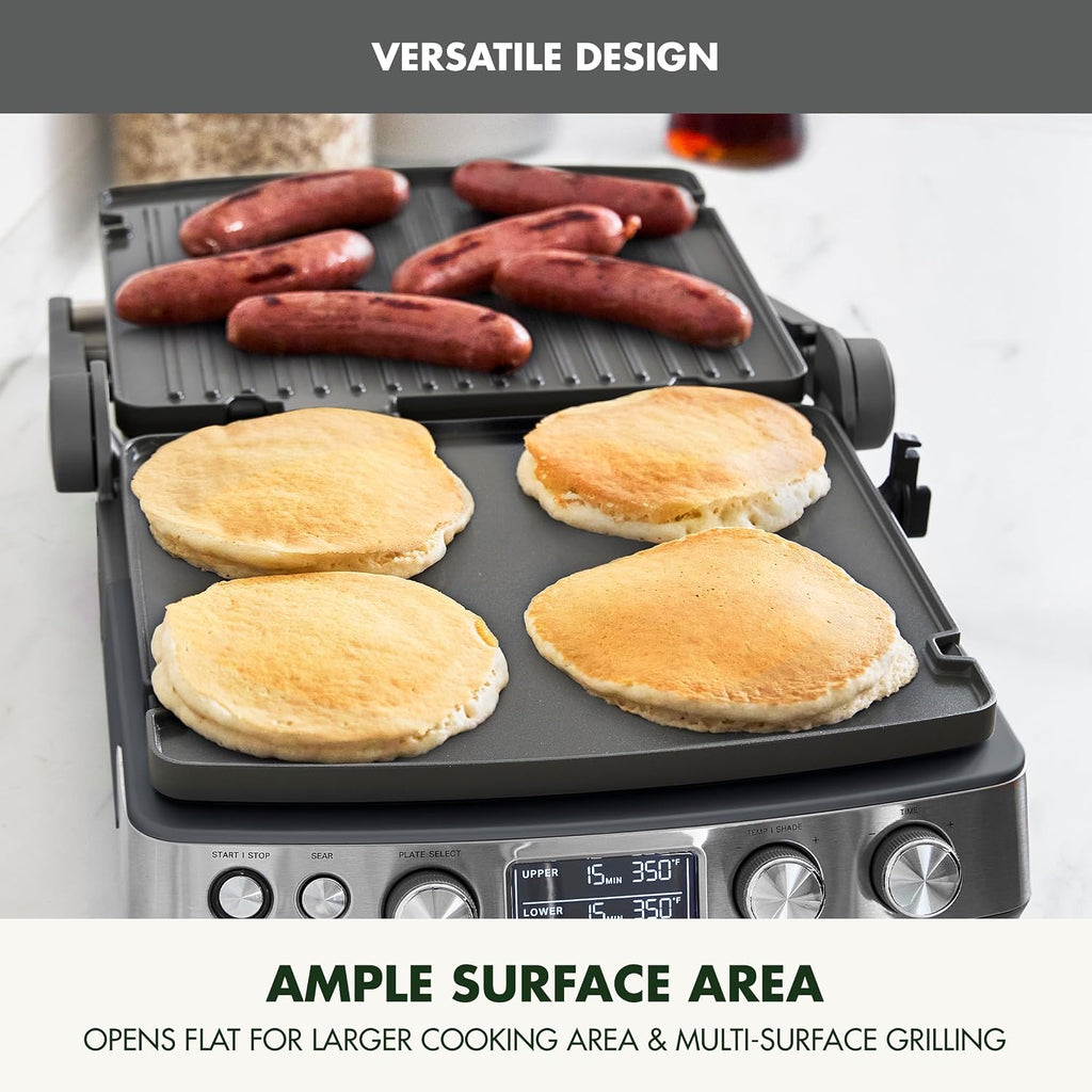 GreenPan Elite 7-in-1 Multi-Function Contact Grill & Griddle, Healthy Ceramic Nonstick Reversible Plates, Adjustable Shade & Shear, Closed Press/Open Flat Surface, PFAS-Free, Graphite