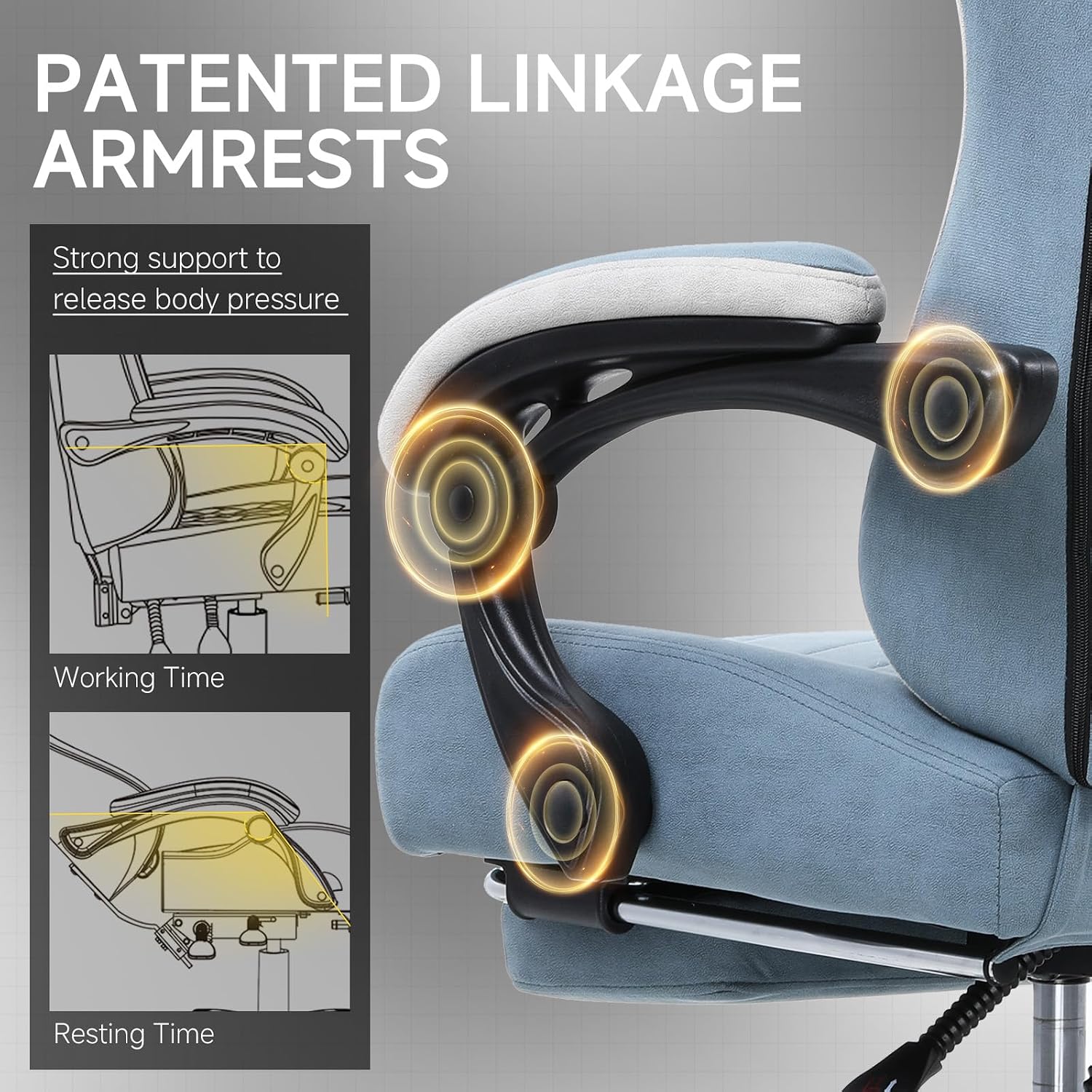 GTPLAYER Gaming Chair, Computer Office Chair with Pocket Spring Cushion, Linkage Armrests and Footrest, High Back Ergonomic Computer Chair with Lumbar Support Task Chair with Footrest