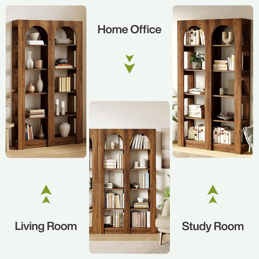 LITTLE TREE 5-Tier Wooden Bookshelves and Bookcases, Free-Standing Display Storage Shelves, 70.87 Inch Tall Furniture for Home Office, Living Room, Bed Room, Brown