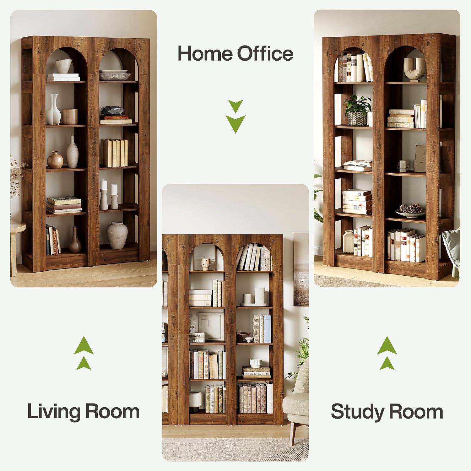 LITTLE TREE 5-Tier Wooden Bookshelves and Bookcases, Free-Standing Display Storage Shelves, 70.87 Inch Tall Furniture for Home Office, Living Room, Bed Room, Brown