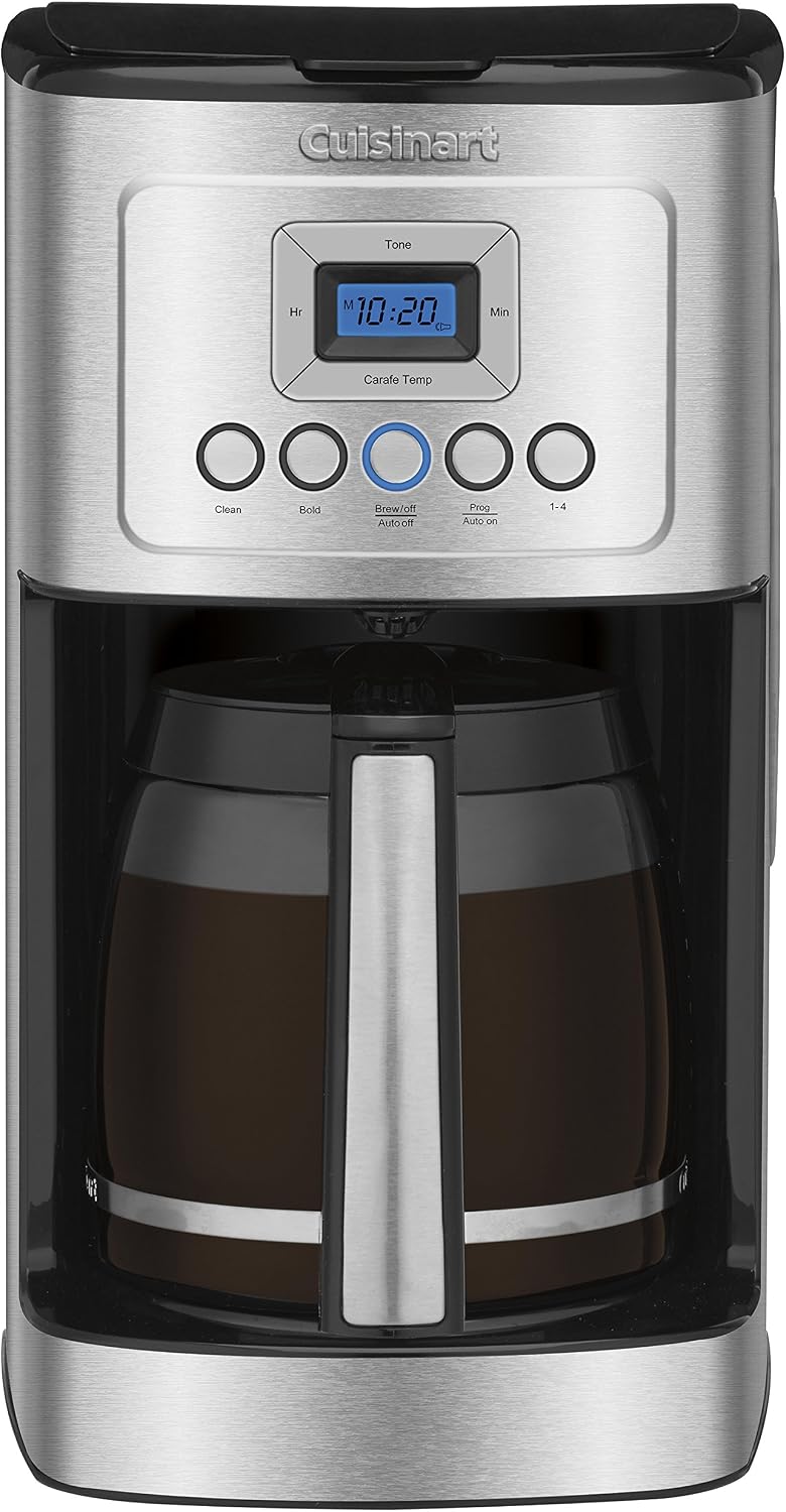 Cuisinart Coffee Maker, 14-Cup Glass Carafe, Fully Automatic for Brew Strength Control & 1-4 Cup Setting, Stainless Steel, DCC-3200P1 & DCG-12BC Grind Central Coffee Grinder, Blade, Silver