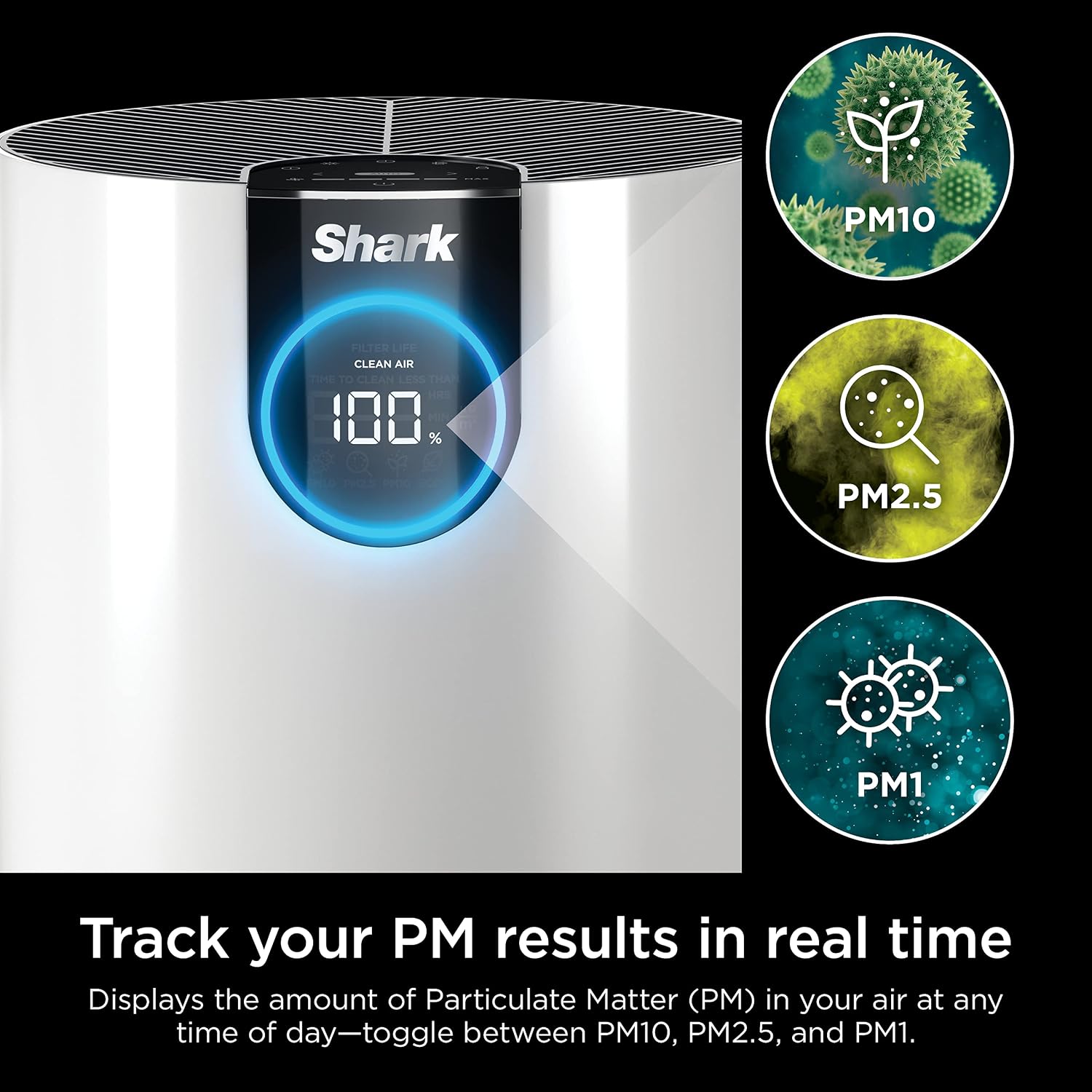 Shark Air Purifier for Home, Clean Sense, for Bedroom, Nursery, Home Office, Dorm, HEPA-Exceeding Filter, Captures Pollutants, Pet Dander, Dust, Odor, Smoke, and More, HP102PK2, White