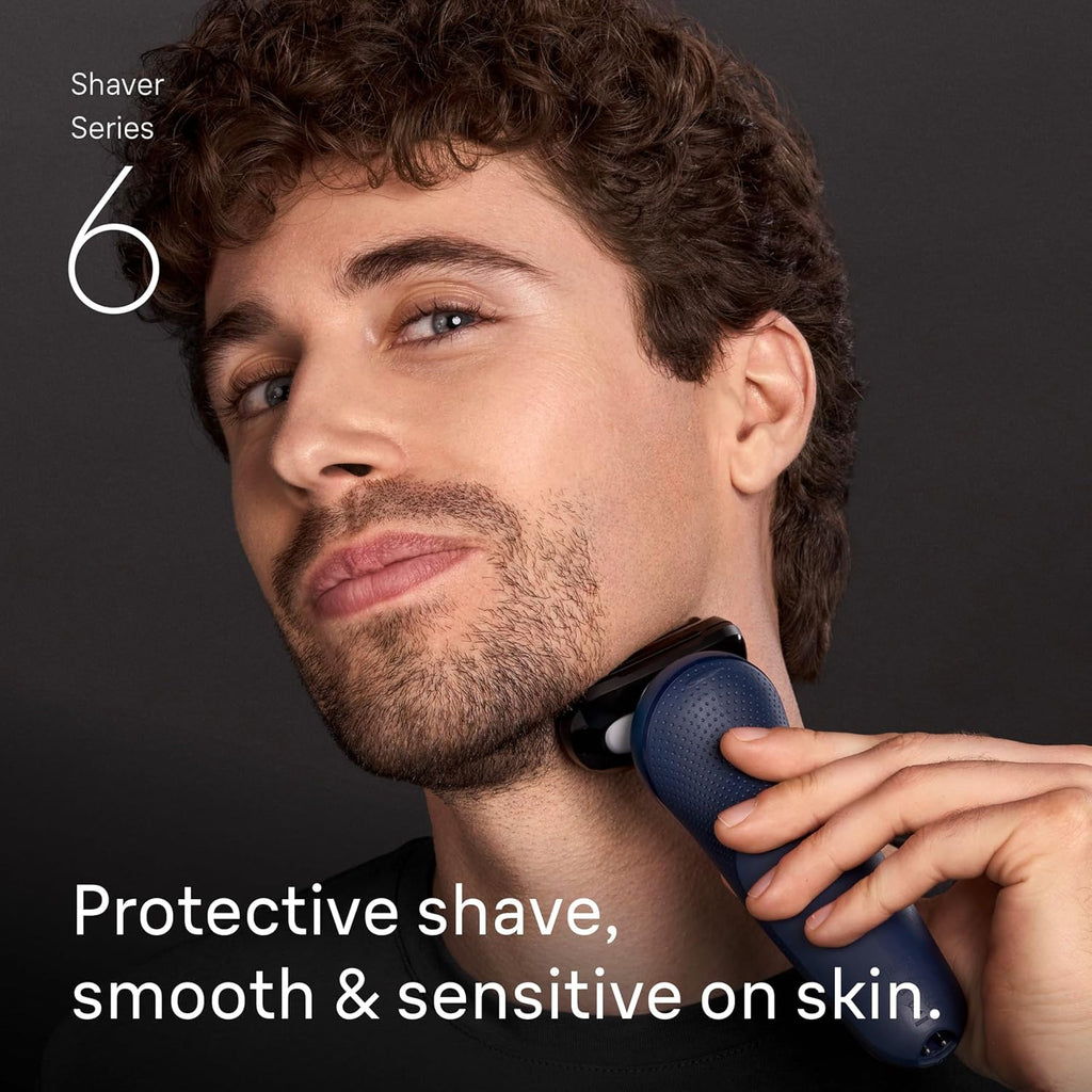 Braun Electric Razor for Men Series 6 with Precision Trimmer, Extra Shaver Head, 4-in-1 Clean & Charge Center, Travel Case, S6 6177ps