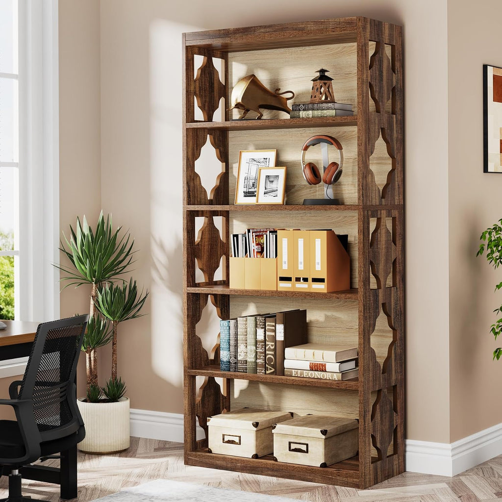 Tribesigns 6-Tier Bookcase, 70-Inch Tall Freestanding Bookshelf with Storage Shelves, Open Bookcase Wood Display Shelving Unit for Living Room Bedroom, 2PCS