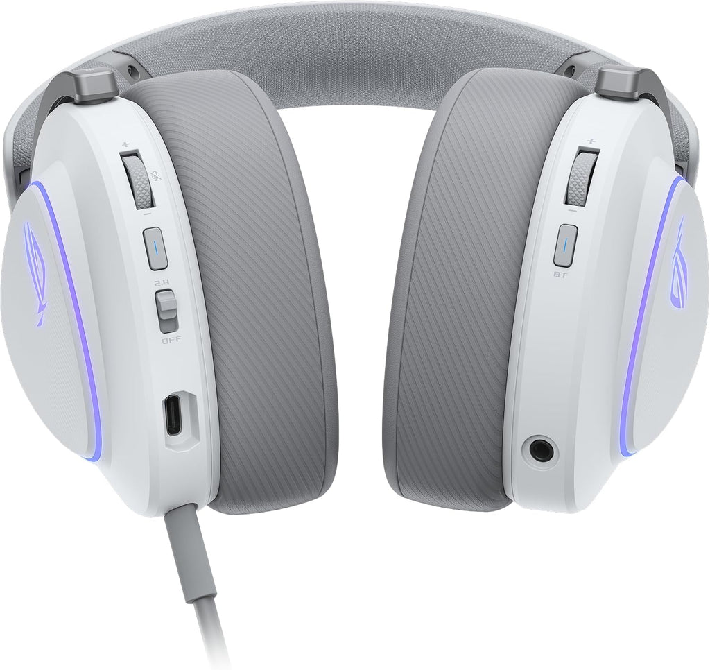 ASUS ROG Delta II Wireless Gaming Headset with Detachable Mic – Tri-Mode (BT, 2.4GHz, 3.5mm), 50mm Titanium-Plated Drivers, 110Hr Battery, Lightweight, for PC, PS5, PS4, Xbox, Switch, Mobile - White