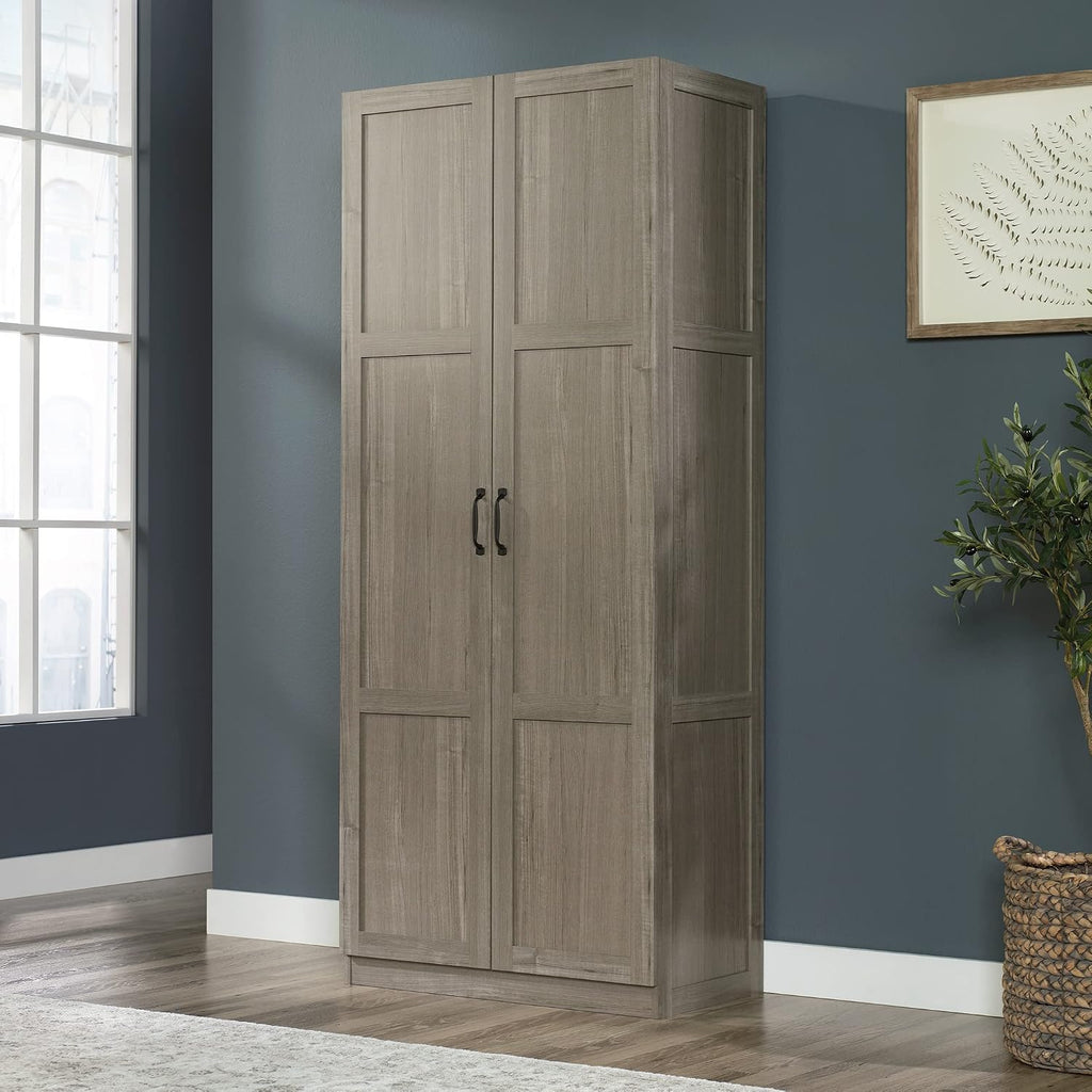Sauder Select 71' Storage Cabinet, Pantry Cabinet Kitchen Storage with Adjustable Shelves, Bathroom Storage Cabinet, in Silver Sycamore