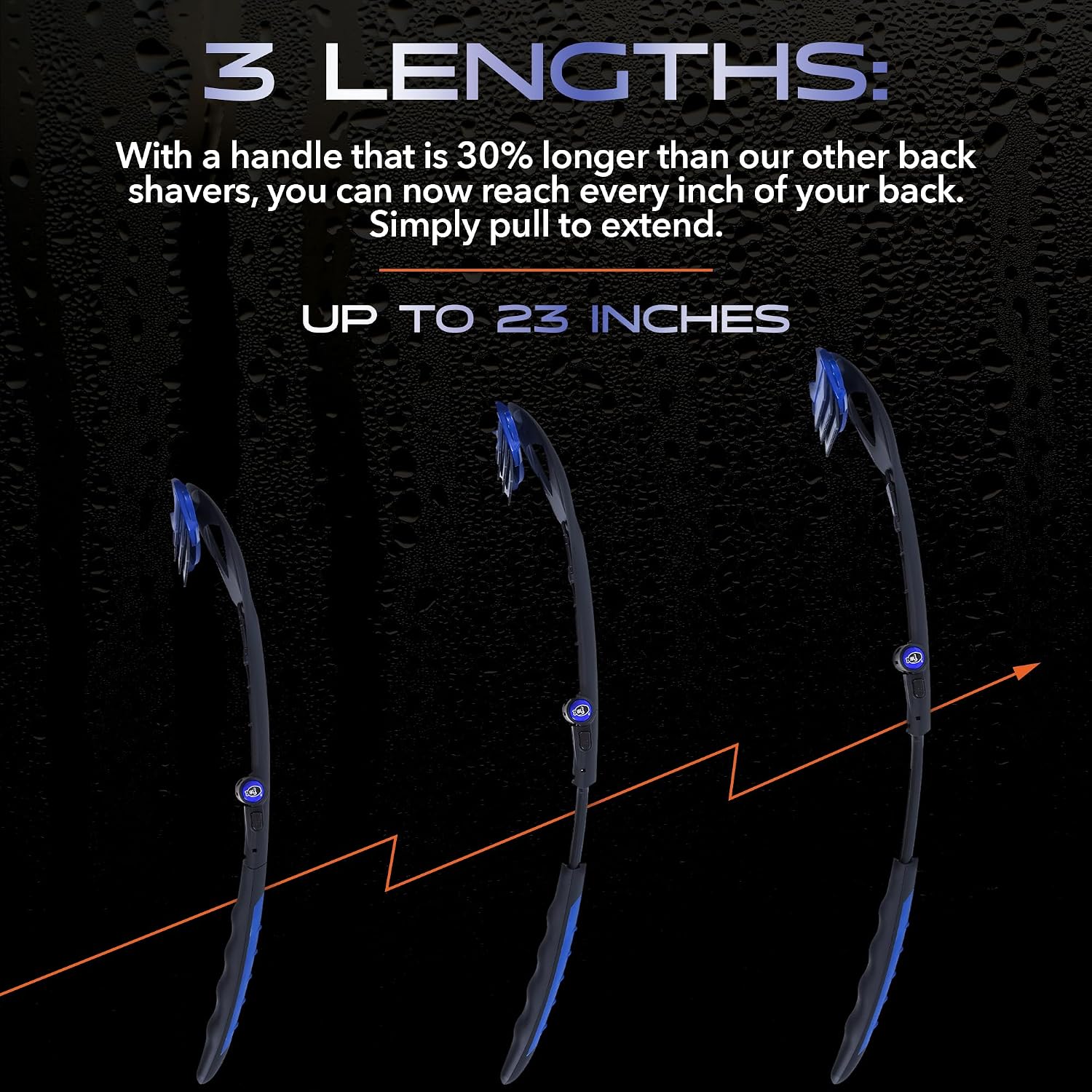 BakBlade 3.0 Stealth Total Care Set | Back Shaver With Lotion Applicator | All-in-1 Kit with 23' Handle +3 Extra Blade Refills for a Pain-Free Back Shave for Men