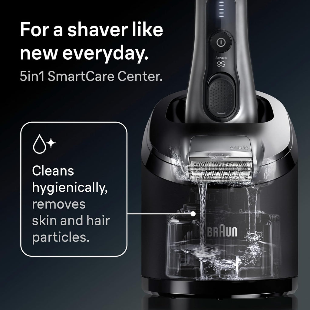 Braun Series 8 8567cc Electric Razor for Men, 4+1 Shaving Elements & Precision Long Hair Trimmer, 5in1 SmartCare Center, Close & Gentle Even on Dense Beards, Wet & Dry Electric Razor, 60min Runtime