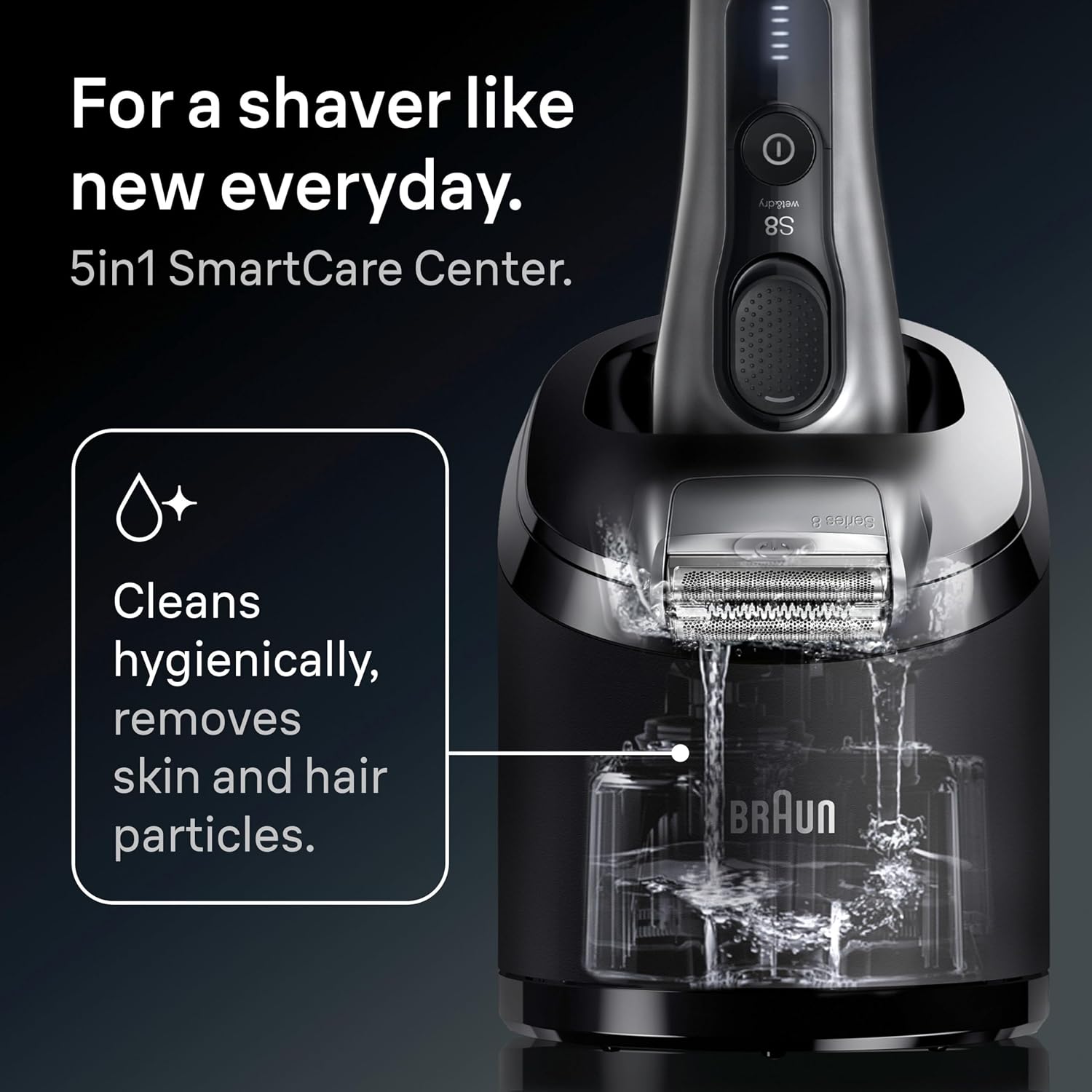 Braun Series 8 8567cc Electric Razor for Men, 4+1 Shaving Elements & Precision Long Hair Trimmer, 5in1 SmartCare Center, Close & Gentle Even on Dense Beards, Wet & Dry Electric Razor, 60min Runtime