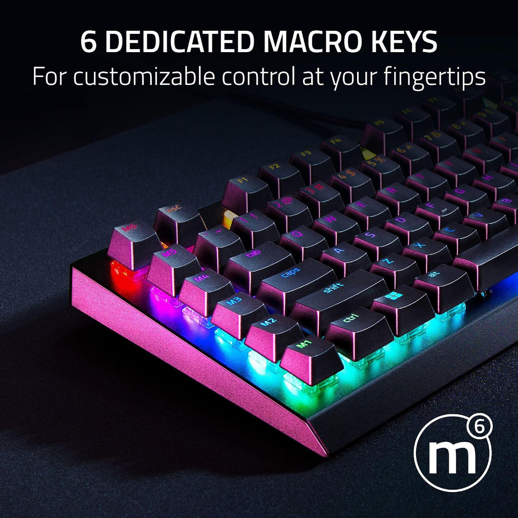 Razer BlackWidow V4 X Mechanical Gaming Keyboard: Yellow Switches Linear & Silent - 6 Macro Keys - Chroma RGB - Doubleshot ABS Keycaps - Roller & Media Keys - Snap Tap
