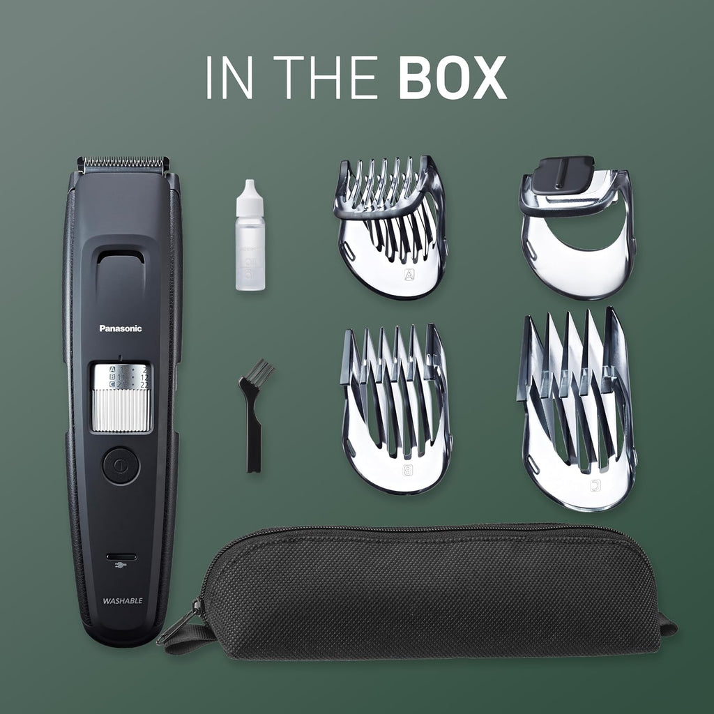 Panasonic Long Beard Trimmer for Men, 58 Length Settings and 4 Attachments to Cut and Detail, Corded or Cordless Beard Trimmer for Men – ER-GB96-K (Black)