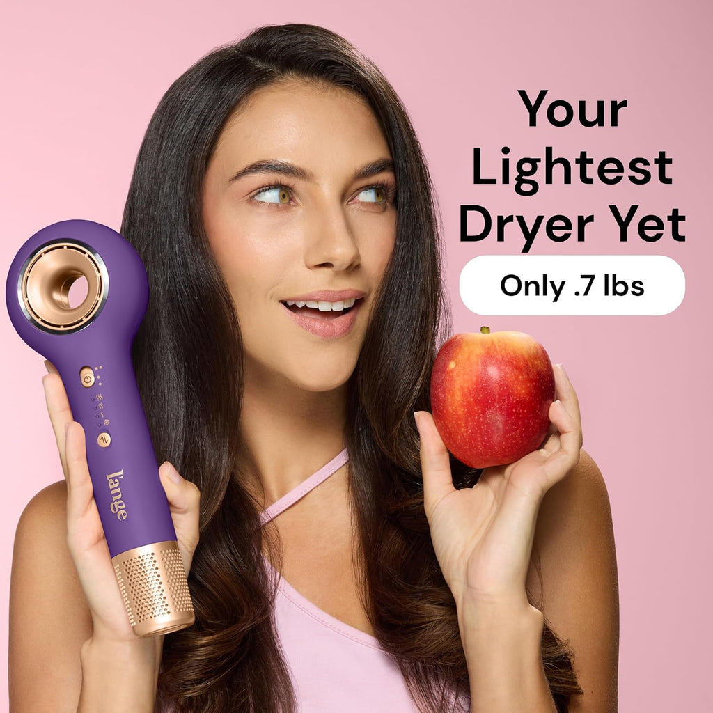 L'ANGE HAIR Axia HaloRing Ionic Hair Dryer | High Speed Professional Blow Dryer for Smooth, Frizz-Free Styles | Lightweight Brushless Motor with Concentrator & Wall Mount | 4 Heat Settings | Purple