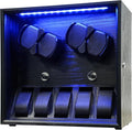 Oryx Watch Winder for 4/6/9 Automatic Watches, Rotating Watch Box 5 Rotation Modes Setting Display Case with Extra Watch Storages and LED Light, Lockable Winders USB Powered Super Quiet Mabuchi Motor