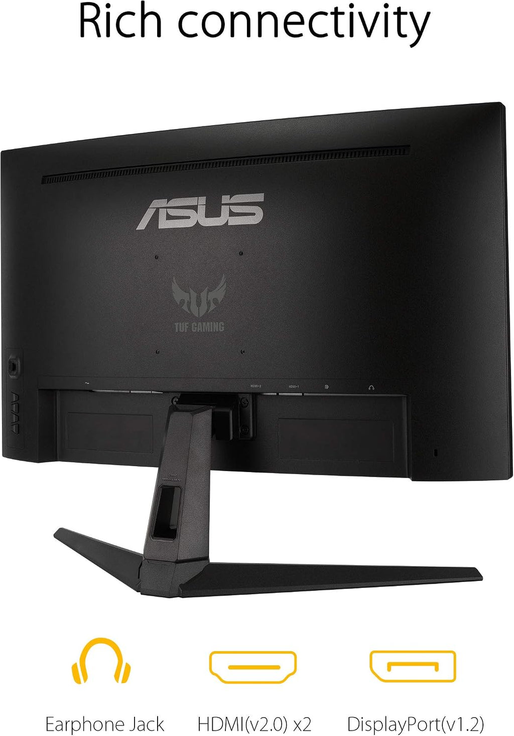 ASUS TUF Gaming VG27WQ1B 27' Curved Monitor, 1440P WQHD (2560 x 1440), 165Hz (Supports 144Hz), 1ms, Adaptive-sync/FreeSync Premium, Extreme Low Motion Blur, Eye Care, HDMI DisplayPort, HDR10