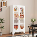 GAIOUS 61' Tall Metal Curio Cabinet, Display Cabinet with Glass Door, 4 Tier Liquor Cabinet with 3 Adjustable Shelves, Locking Glass Display Case for Collectibles, Showcase Storage Cabinets, White