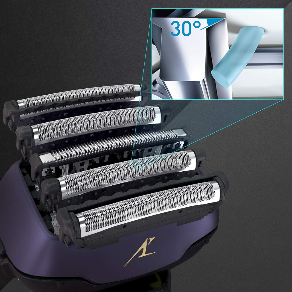Panasonic ES-LV67-A803 Wet and Dry Shaver, 5 Shaving Heads with Linear Motor, Including Hair Trimmer, Navy Blue