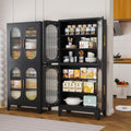 GAIOUS Black Metal Display Cabinet with Acrylic Doors, Kitchen Pantry Cabinets with 4 Adjustable Shelves and Feet, Tall Versatile Storage for Kitchen, Bedroom, Bathroom, Entryway, and Office