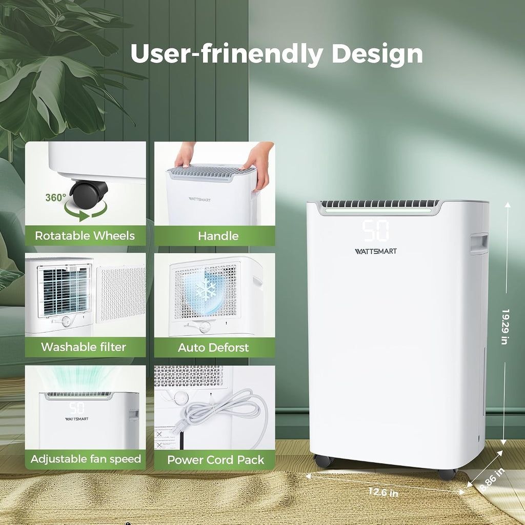 Dehumidifier 4500 Sq.Ft 50 Pint, Dehumidifier for Basements and Home-with Drain Hose, Intelligent Humidity Control, 3 Operation Modes,24HR Timer,Auto Defrost,for Large room