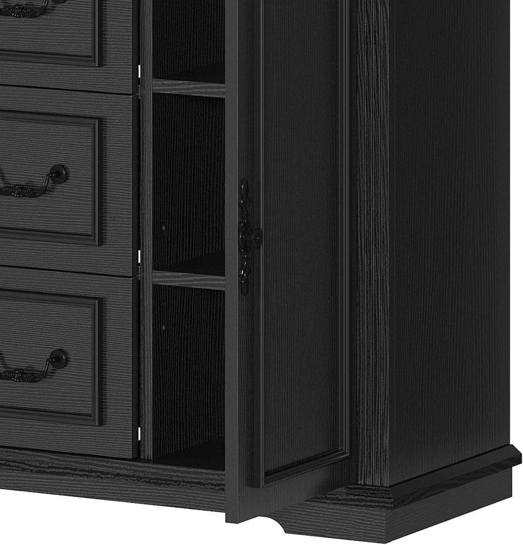 DWVO Large Storage Cabinet, 72' Tall Kitchen Pantry with Glass Doors, Freestanding Glass Display Cabinets with Adjustable Shelves & Drawers, Food China Hutch for Dining Room, Living Room, Black