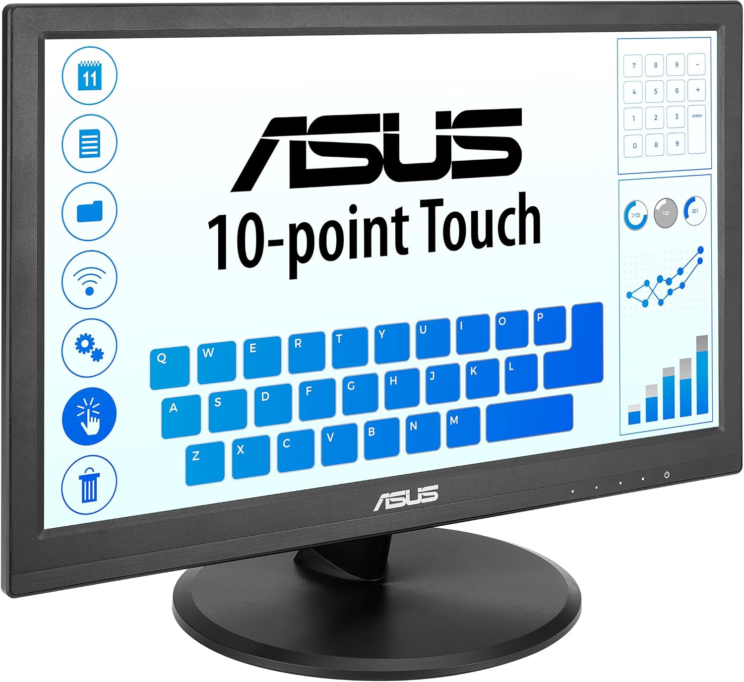 ASUS 15.6' 1080P Touch Monitor (VT169HE) - Full HD, 10-Point Touchscreen, IPS, Wide Viewing Angle, Frameless, Eye Care, Flicker Free, Low Blue Light, HDMI, Windows 11 Compliance, VESA Mountable