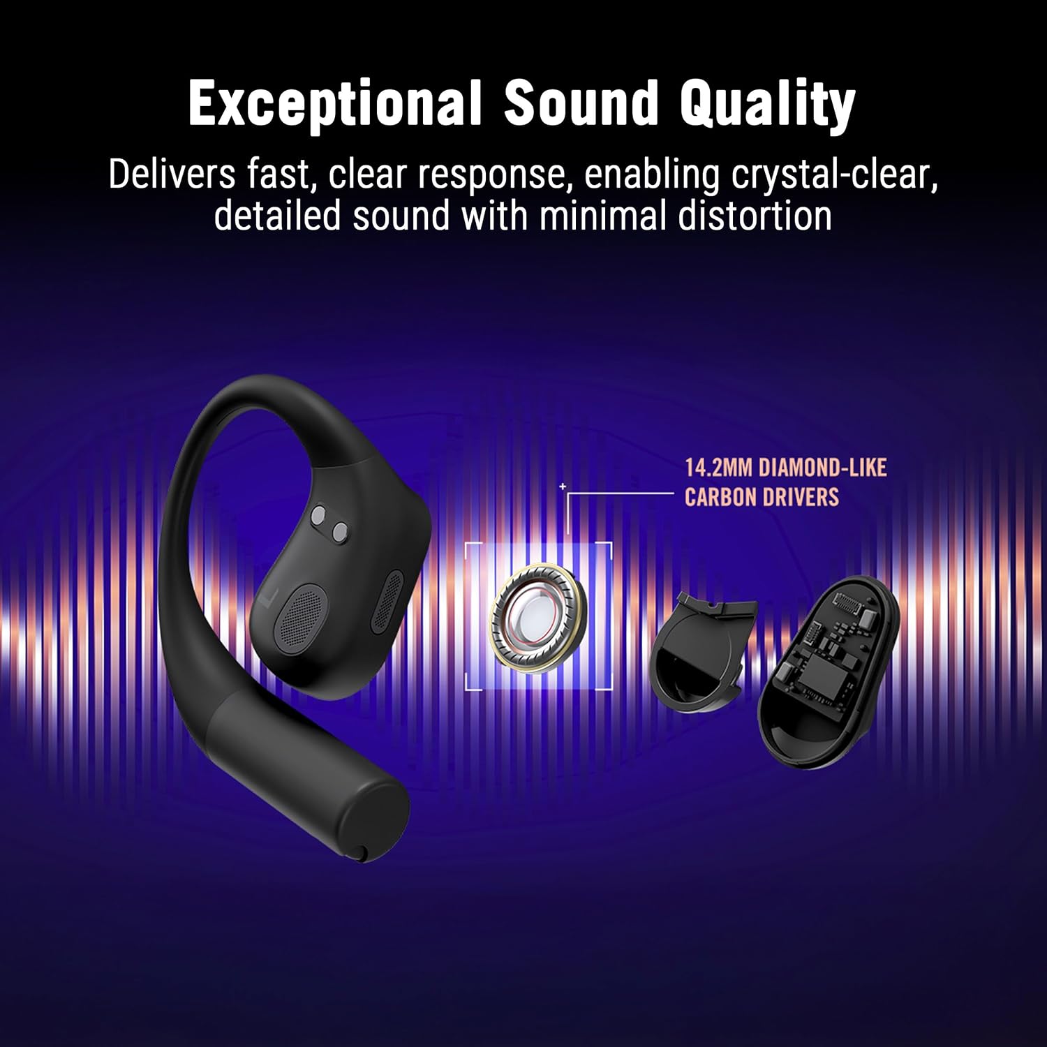 ASUS ROG Cetra Open Wireless Open Ear Earbuds – Dual-Mode (BT/2.4GHz), Quad AI Noise-Canceling Mic, Low Latency, 16H Playtime, IPX5 Water Resistant, for Daily/Workout/Outdoor/Gaming Use - Black