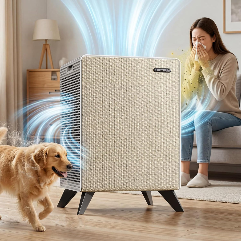 Air Purifiers for Home Large Room Up to 2250 ft² - Remove 99% of Smoke Allergies Pet Dander Odor - Dual 3-Stage Filter of Washable Filter and with AQI