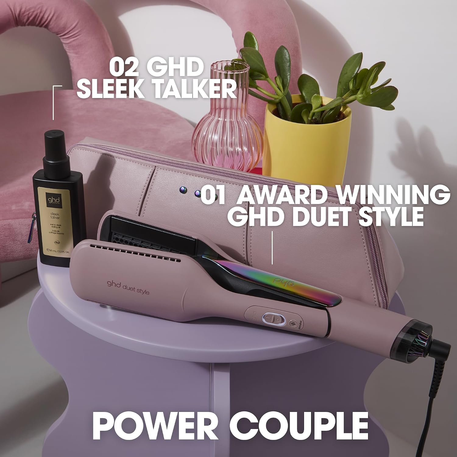 ghd Duet Style - 2-in-1 Flat Iron Hair Straightener + Hair Dryer in One Tool | Transform Hair from Wet to Styled with No Heat Damage | Blow Dry with No Fizz | 2X More Shine