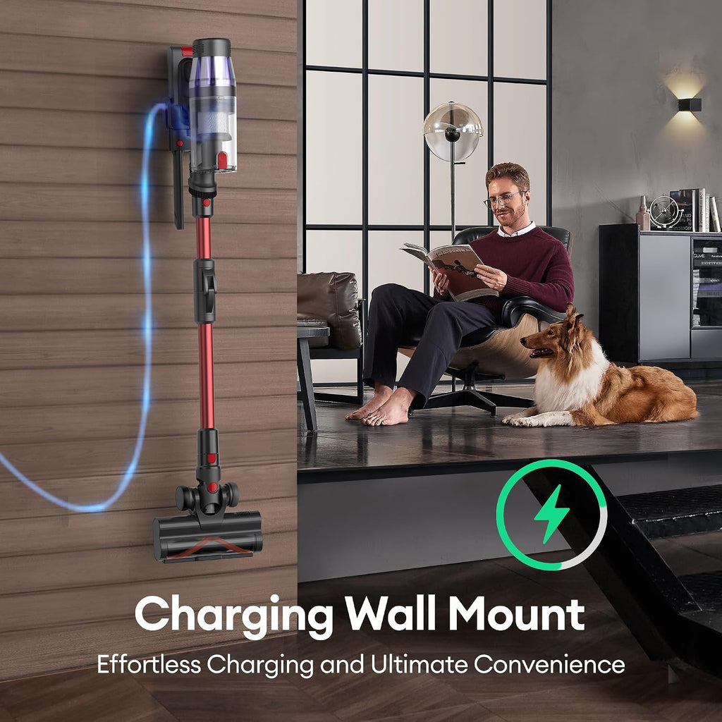 Ultenic Cordless Vacuum Cleaner, 600W 55Kpa 60Mins Vacuum Cleaners for Home, with 180°Bendable Wand, Anti-Tangle Brush, Charging Dock, Stick Vacuum Cordless for Pet Hair/Carpet/Floor/Car