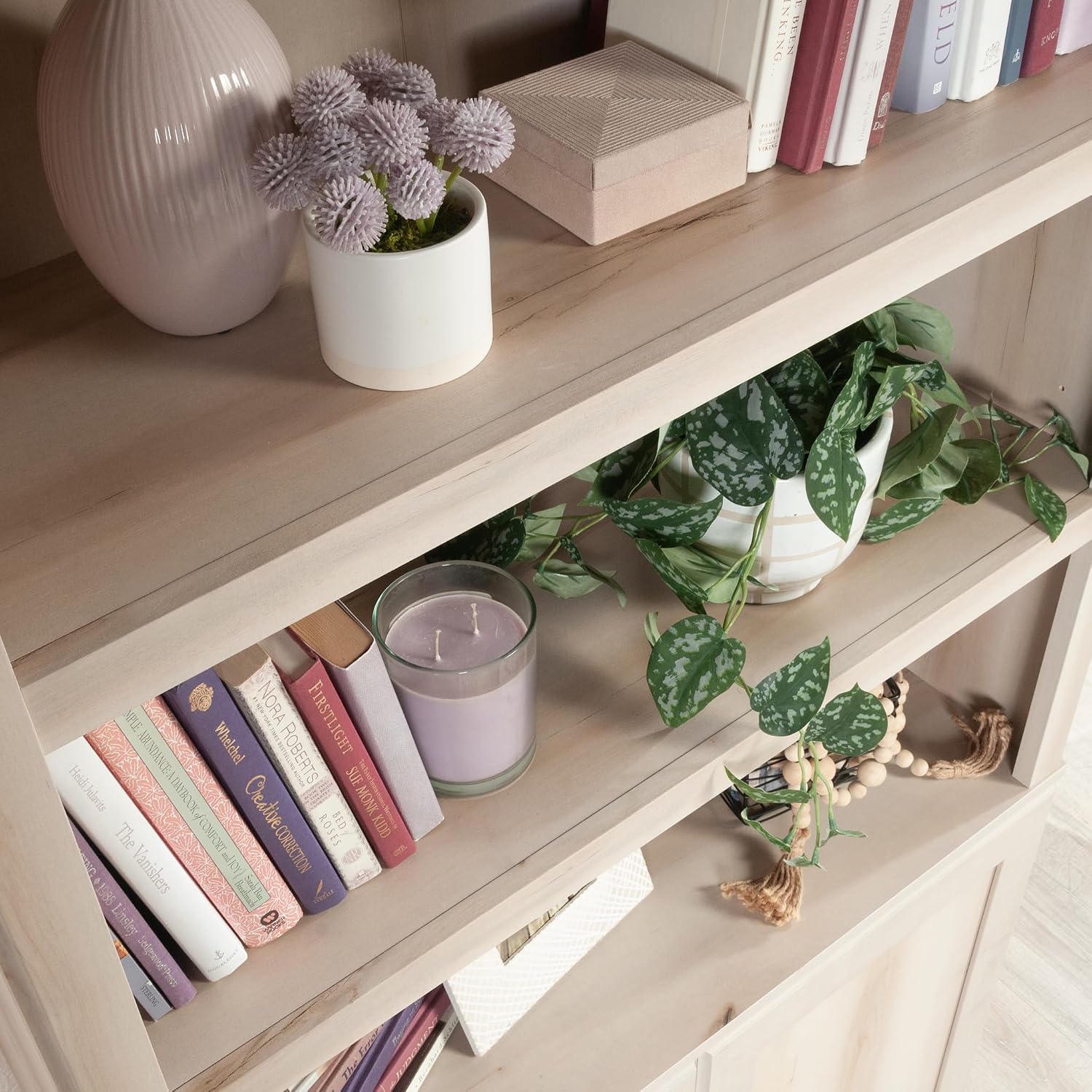 Sauder Miscellaneous Storage 5-Shelf/Book Shelf 2-Door Bookcase, Pacific Maple Finish