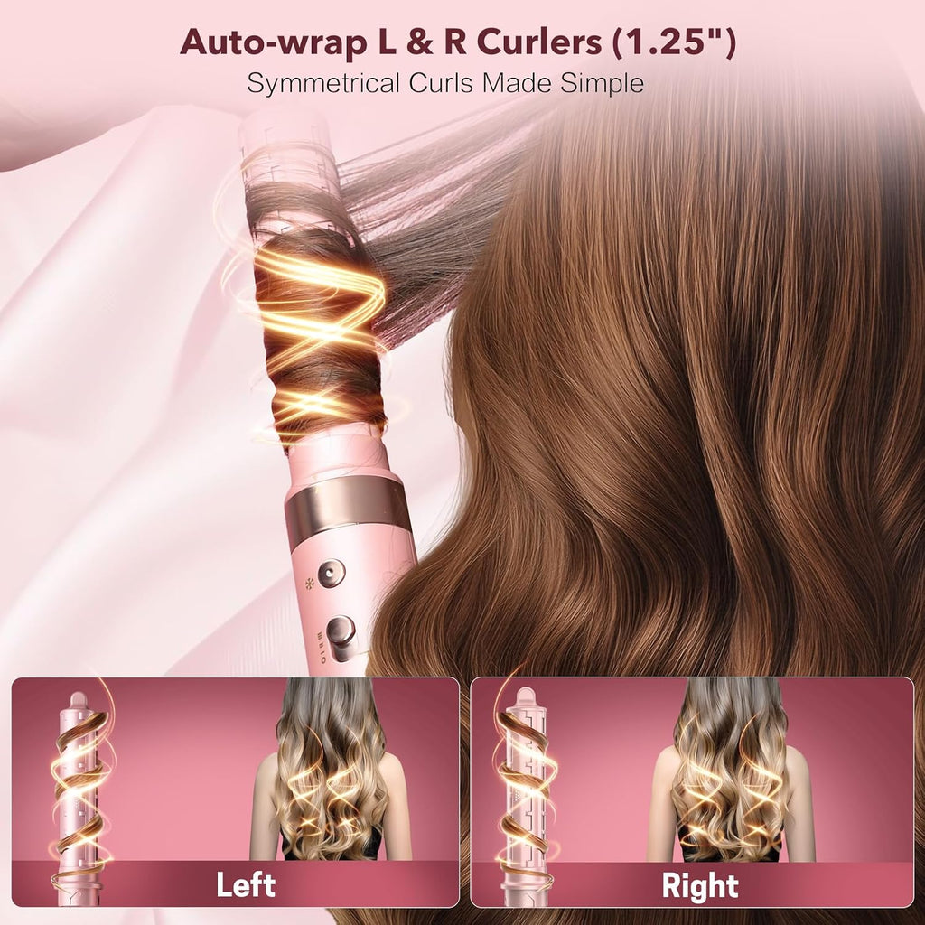 StyleVibe 8-in-1 Air Styler, Hair Dryer & Blow Dryer Brush with Travel Case - Auto Wrap Curls (L/R), Fast Drying, Thermal Round Brush for Smooth Blowouts & Frizz-Free Volume, No Heat Damage