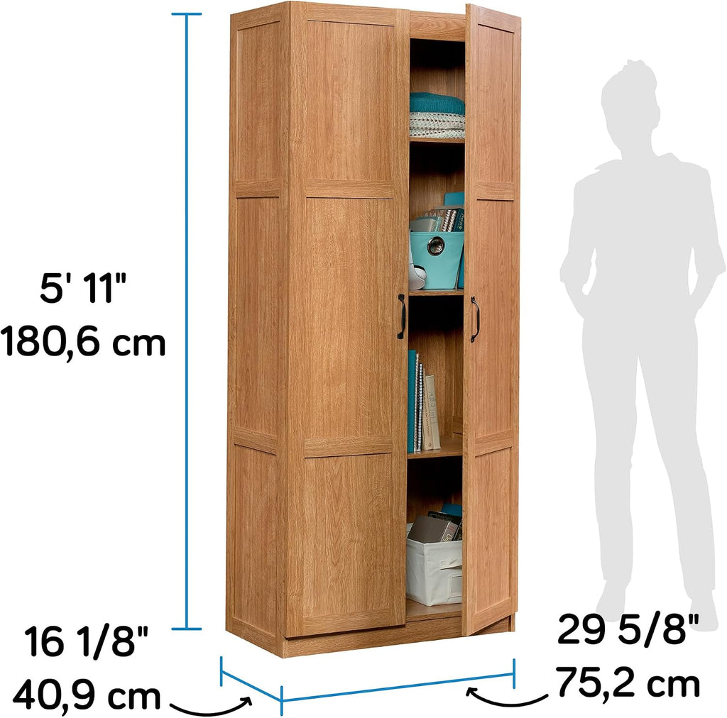 Sauder Select Storage Cabinet, Pantry Cabinet Kitchen Storage with Adjustable Shelves, Bathroom Storage Cabinet, in Highland Oak
