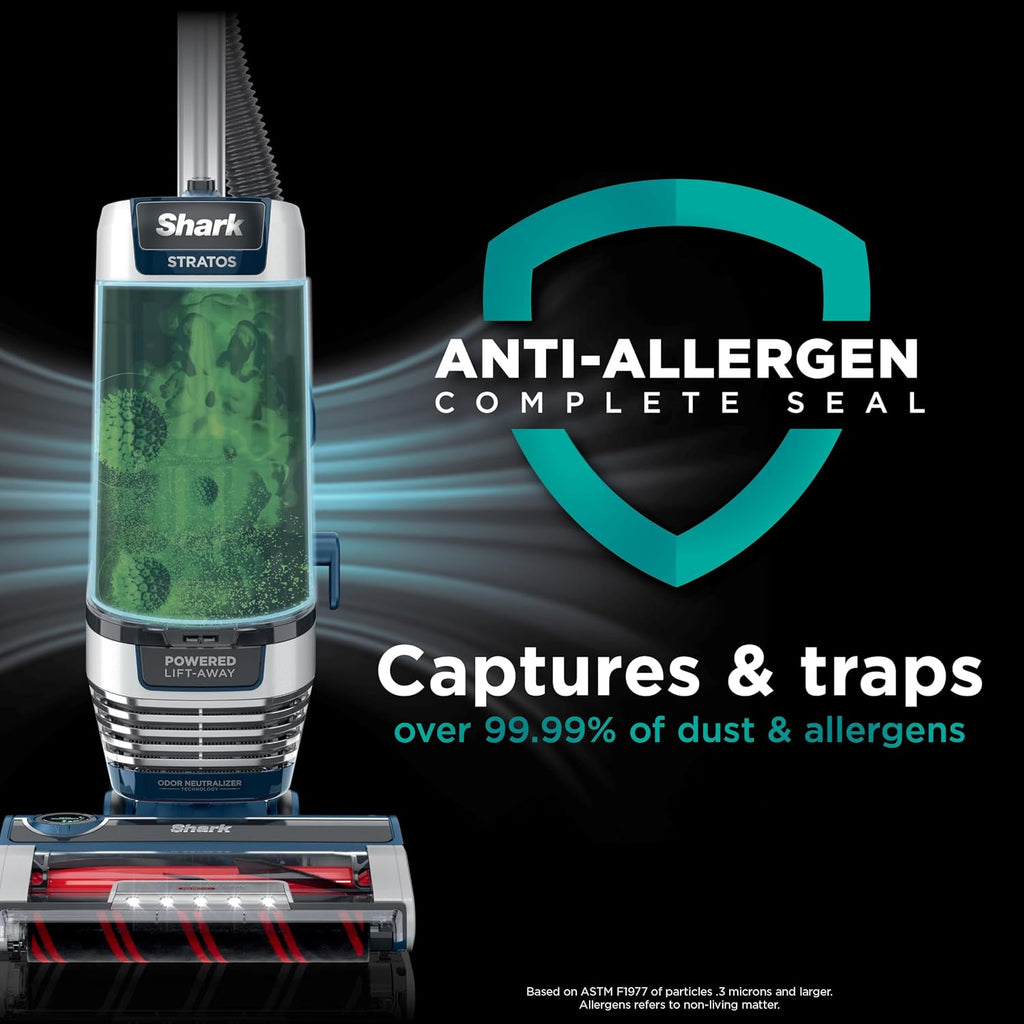 Shark Upright Vacuum, Stratos with DuoClean PowerFins, HairPro, Powered Lift-Away, Self-Cleaning Brushroll, & Odor Neutralizer Technology, Navy, AZ3002