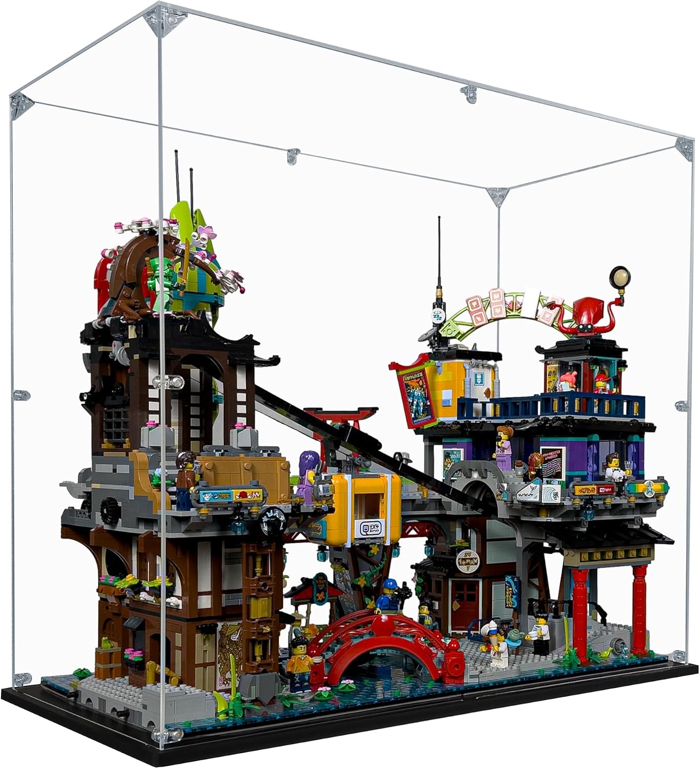 Acrylic Display Case Compatible for Lego NINJAGO City Markets #71799, Dustproof Display Case (Case Only) (Lego Sets are NOT Included)
