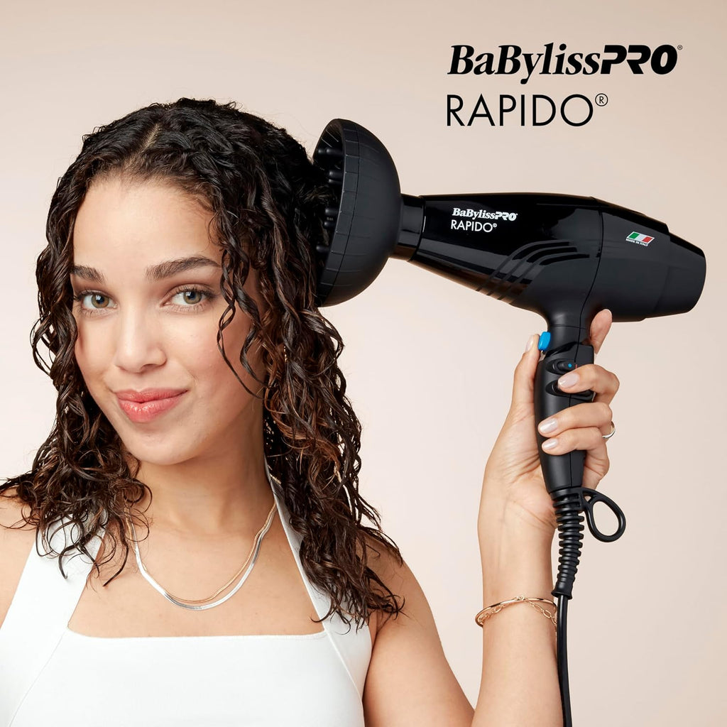 BaBylissPRO Hair Dryer, Nano Titanium Rapido 2000-Watt Blow Dryer, Hair Styling & Appliances, Black, BRAP1