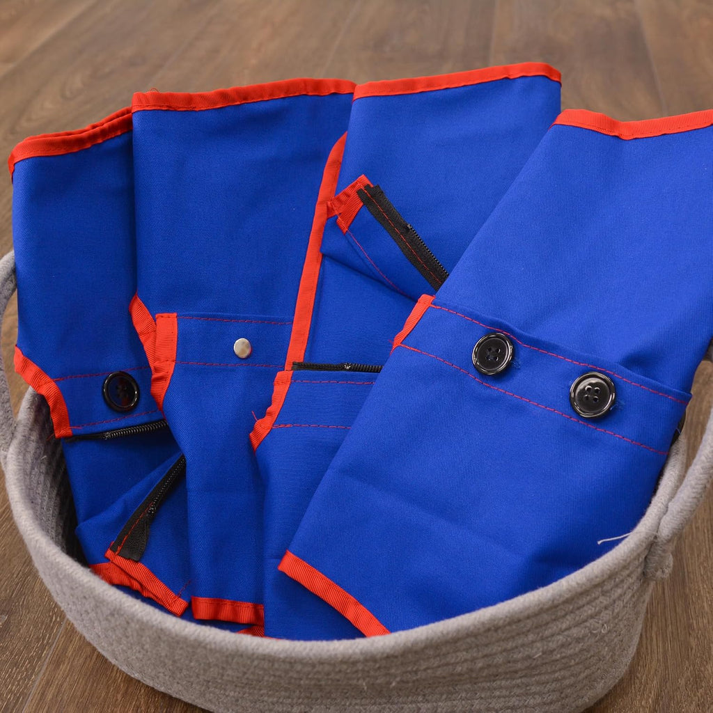 Children's Factory Snap, Button, Zipper Manual Dexterity Learning Vests for Toddlers Ages 3+ Years, Set of 4, Blue, Kids US
