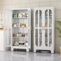 erosoei Metal Kitchen Pantry Storage Cabinet,Food Pantries Cabinets with Acrylic Glass Doors and Adjustable Shelves,Storage Cupboard for Kitchen, Living Room, Laundry Room and Dinning Room 61.02'H