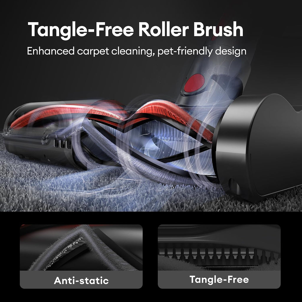 Ultenic Cordless Vacuum Cleaner, 600W 55Kpa 60Mins Vacuum Cleaners for Home, with 180°Bendable Wand, Anti-Tangle Brush, Charging Dock, Stick Vacuum Cordless for Pet Hair/Carpet/Floor/Car