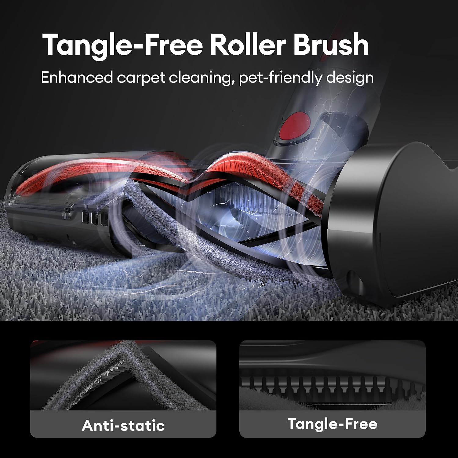 Ultenic Cordless Vacuum Cleaner, 600W 55Kpa 60Mins Vacuum Cleaners for Home, with 180°Bendable Wand, Anti-Tangle Brush, Charging Dock, Stick Vacuum Cordless for Pet Hair/Carpet/Floor/Car