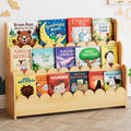 SpaceAid 3-Tier Scalloped Bookshelf, Montessori Bookcase for Toddlers, Wooden Book Shelf Organizer Display Furniture for Kids Rooms, Playroom, Nursery and Classroom, 36.7' Wide, Natural