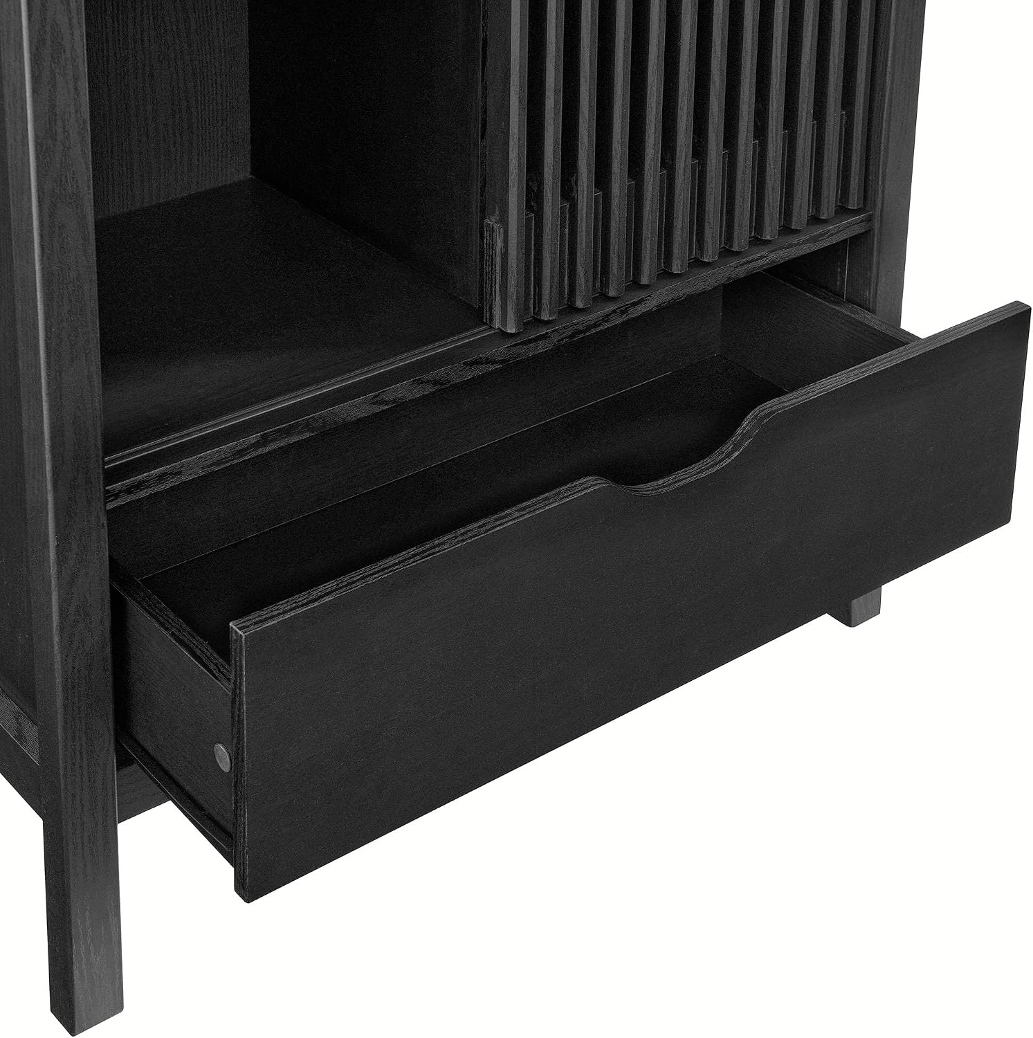 Modway Vaughn 71 Inch Arched Display Cabinet in Black - Modern Arch Bookcase with Drawer and Adjustable Shelves - Tall Storage Cabinet for Living Room, Dining Room, Hallway