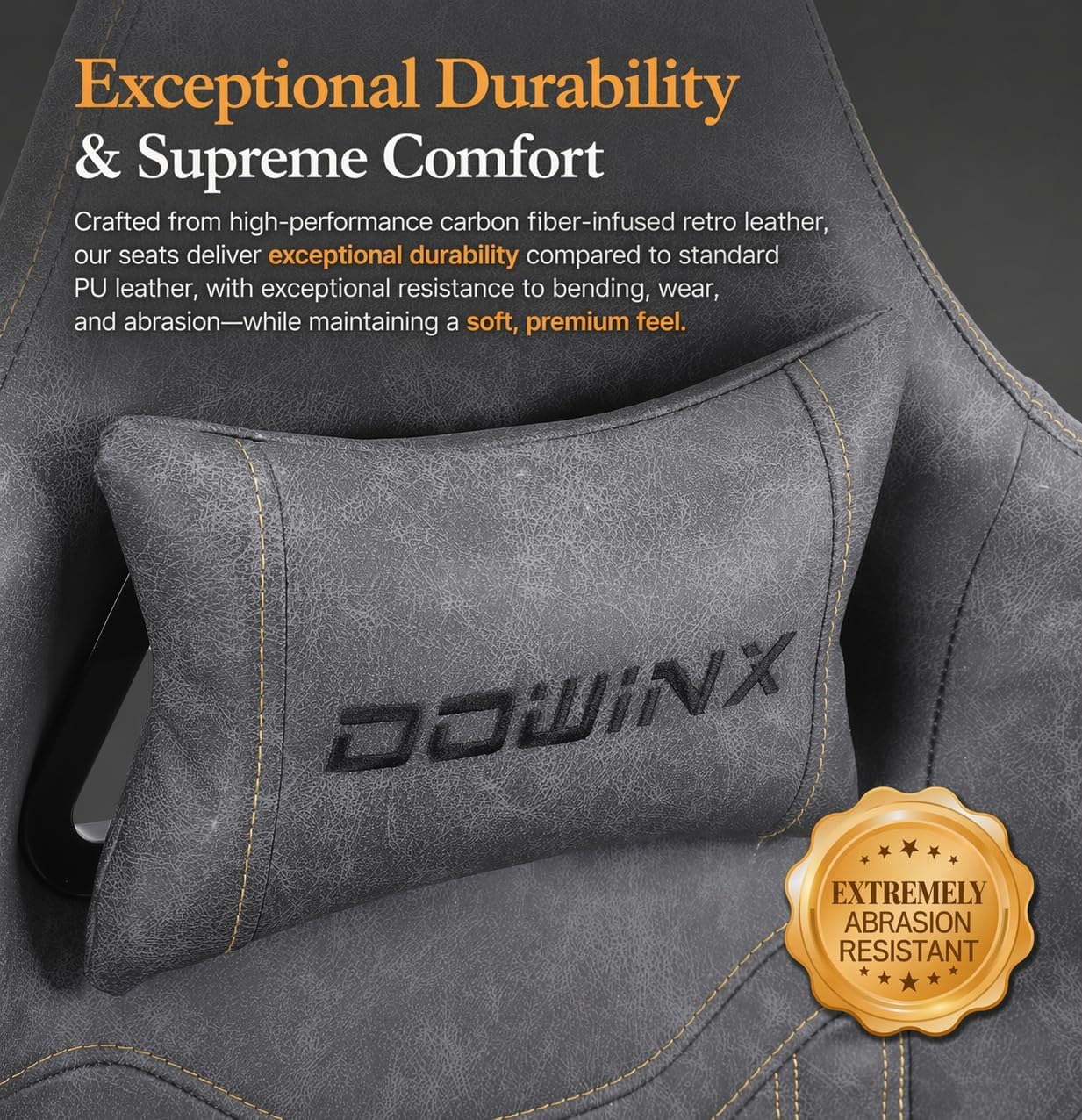 Dowinx Gaming Chair Breathable PU Leather Gamer Chair with Footrest Massage Lumbar Support, Big and Tall Ergonomic Reclining Computer Chair with Pocket Spring Cushion for Adults Teens (Grey)