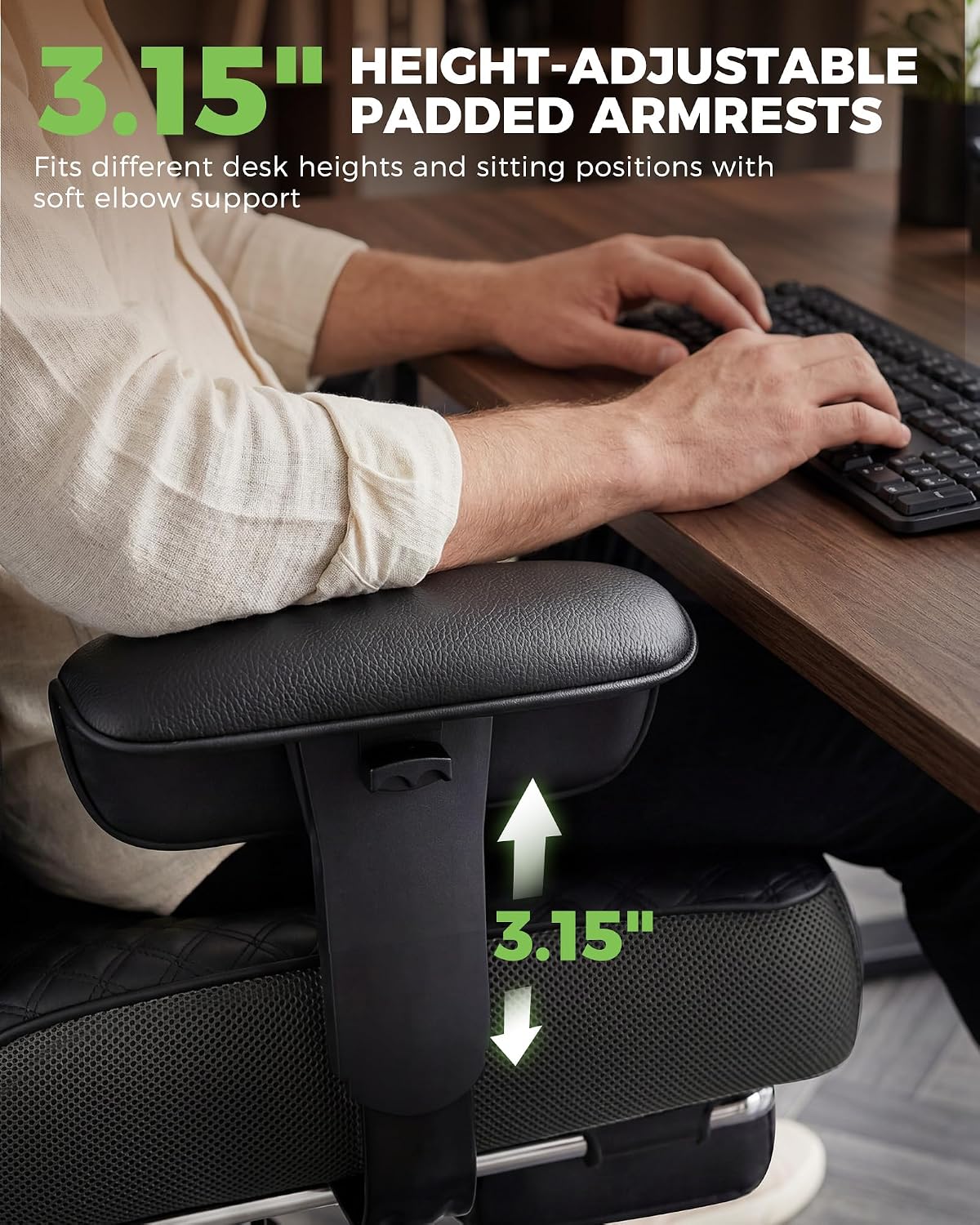 GTPLAYER Big and Tall Office Chair, High Back Computer Gaming Chair with Ergonomic Lumbar Support &Pocket Spring Cushion for Lower Back Pain Relief, Leather Executive Chair with Foot Rest, Black