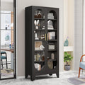 GAIOUS 74.8' Tall Metal Curio Cabinet, Display Cabinet with Glass Door, 6 Tier Liquor with 5 Adjustable Shelves, Locking Glass Display Case for Collectibles, Showcase Storage Cabinets, Black