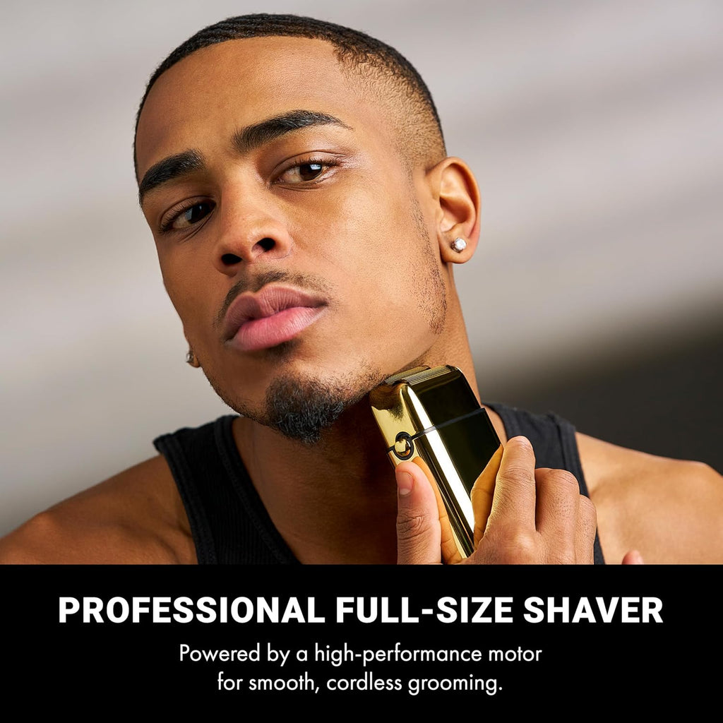 BaBylissPRO METALFX Double Foil Shaver, Handheld Electric Razor for Travel, Portable Cordless Close Face Shaver for Head, Beard, & Neck