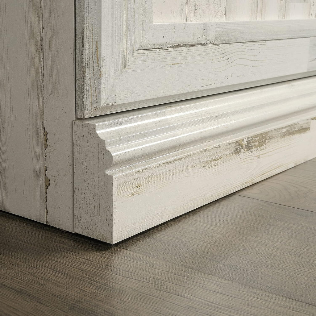 Sauder Select Book Shelf, Bookshelf with Storage, Library Bookcase with Doors and Adjustable Shelves, in White Plank