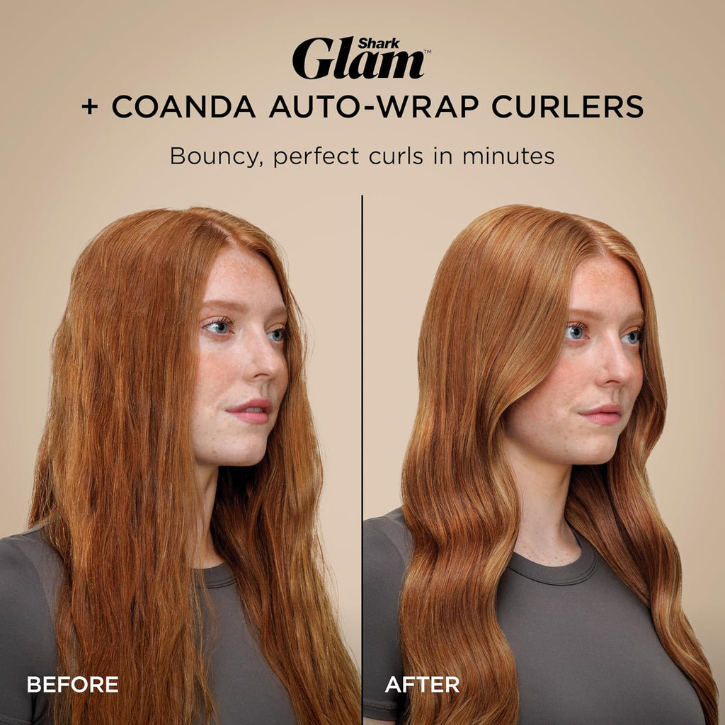 Shark Glam Ceramic & Powerful Air Styling & Drying System, with Silki Straightener & Shark Glossi Air Glosser, for Drying, Curling, Straightening & Glossing, Gold, HD6051S (Straight & Wavy Hair)