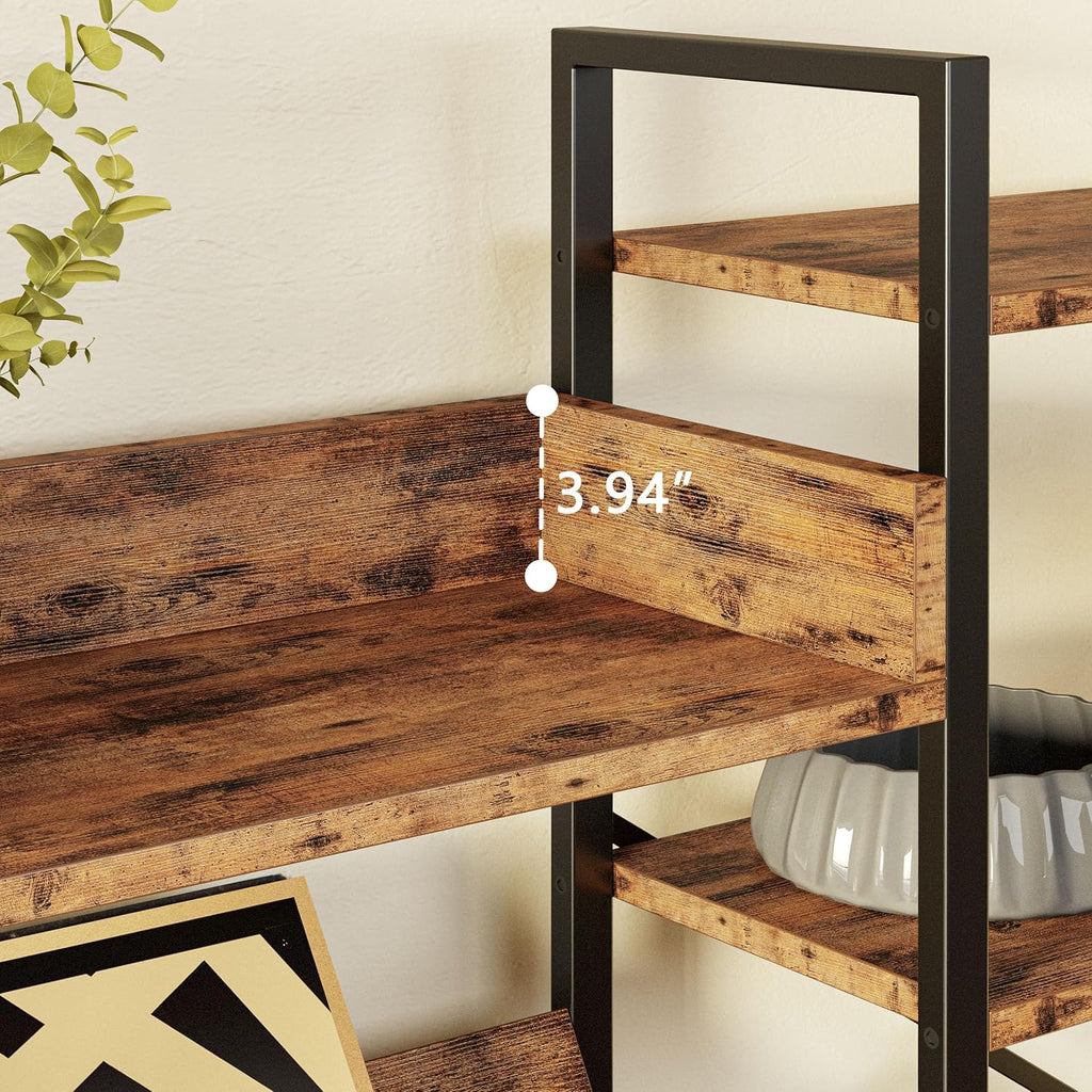 IRONCK Industrial Bookshelves 6 Tiers Triple Wide Bookshelf, Large Etagere Bookshelf Open Record Player Shelves with Metal Frame for Living Room Home Office